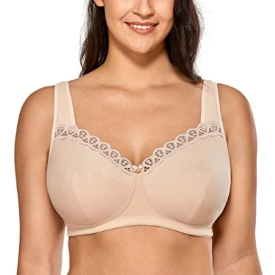 Afbeelding van DELIMIRA Damesbeha, zonder beugel, van katoen, grote maat, elke dag, Beige
