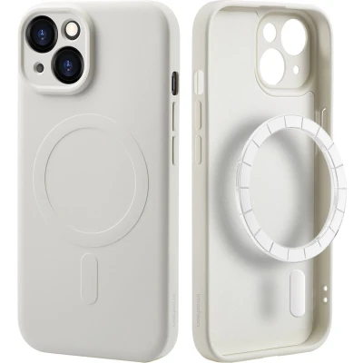 Afbeelding van iMoshion Hoesje Geschikt voor iPhone 15 Siliconen Color Backcover MagSafe Beige