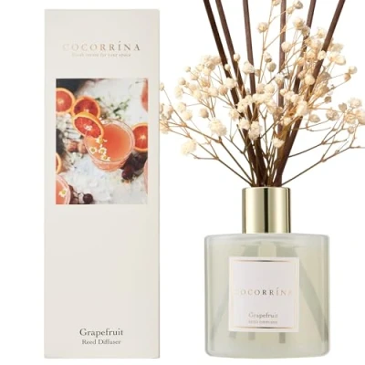 Afbeelding van Cocorrína Luchtverfrisser voor thuis, grapefruit, 200 ml, met diffuser, geurstokjes, parfum, badkamer, rekken, decoratie