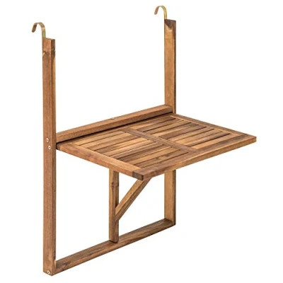 Afbeelding van Acaciahouten hangtafel, balkontafel, klaptafel, tafel, 60 x 40 cm, hangtafel