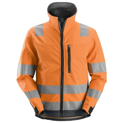 Afbeelding van Allroundwork, High Vis Softshell Jack, Klasse 3, Oranje, Visibility Staal Grijs (5558), S
