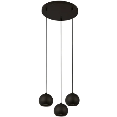 Afbeelding van Eindhoven Hanglamp 3 lichts rond bolletjes zand zwart Modern Searchlight
