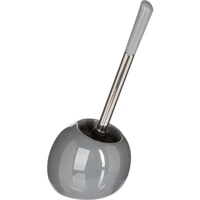 Afbeelding van WC /toiletborstel met houder rond grijs glans keramiek 36 cm