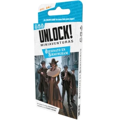 Afbeelding van Space Cowboys Unlock! Mini avonturen moord in Birmingham Escape Room kaartspel vanaf 10 jaar van 1 tot 6 spelers 30 45 minuten per partij Spaans