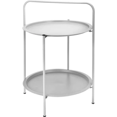 Afbeelding van Ambiance Bijzettafel 50 cm licht grijs 2 verdiepingen