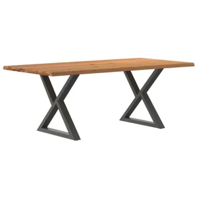 Image de vidaXL Table à manger avec bord vivant 200x100x74 cm bois massif chêne3304576