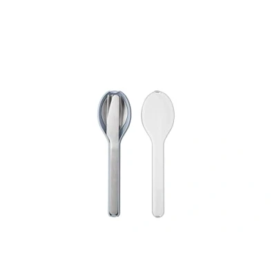 Image de Mepal Set de Couverts 3 Pièces Ellipse à Emporter Composé d&#039;un Couteau, d&#039;une Fourchette et Cuillère Avec Étui Voyage Acier Inoxydable Nordic Blue