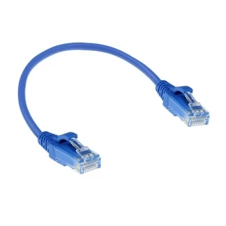 Afbeelding van ACT DC9630 LSZH U/UTP CAT6 Datacenter Slimline Patchkabel Snagless RJ45 Connectoren Blauw 15 cm