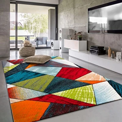 Afbeelding van Paco Home Vloerkleed Woonkamer Laagpolig Modern Patroon Geometrisch 3D 120x170 cm