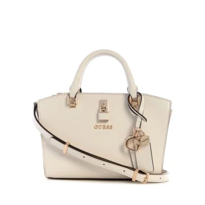 Afbeelding van GUESS Handtas Schoudertas Queensland Mini Satchel Bag Creme White / Taupe Crème