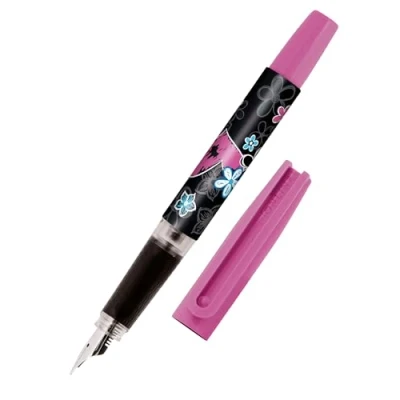 Afbeelding van Online Vulpen om te leren schrijven, met iridiumveer M, robuust en ergonomisch, voor meisjes jongens, blauwe inktpatroon, Made in Germany