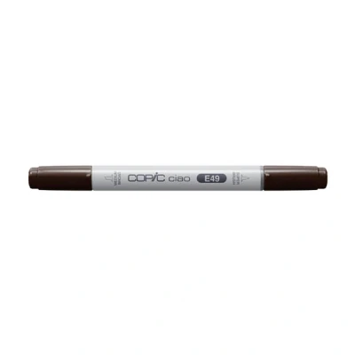 Image de COPIC Ciao E49, Dark Bark, Twin Marker avec une pointe de largeur moyenne et « brush ».