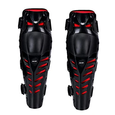 Afbeelding van GES Verbeterde kniebeschermers voor motorfiets, knie, kniebescherming, scheenbescherming, motorcross raceset (zwart rood)