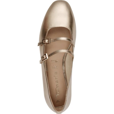 Afbeelding van Tamaris Ballerina&#039;s met enkelbandjes, Dames, Maat: 37, Bronce Leer