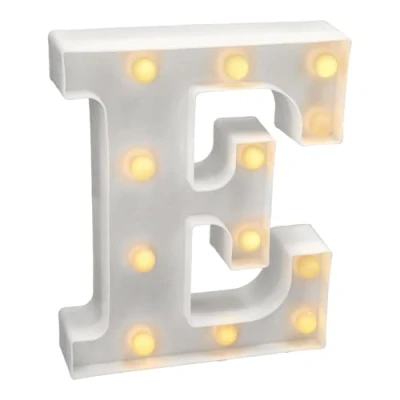 Afbeelding van JANDEI Lichtgevende letters en cijfers, warm licht, decoratie milieu, bedlampjes, vitrines, bruiloften, verjaardagen, feestjes. Werkt op AA batterijen niet inbegrepen (Brief E)