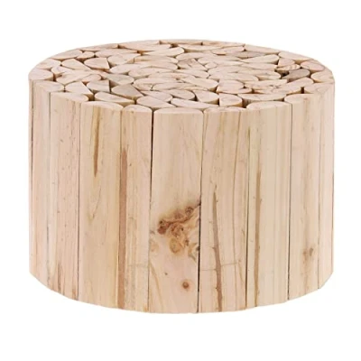 Afbeelding van Relaxdays plantenkruk rond plantenstandaard binnen bloementafel laag houten krukje