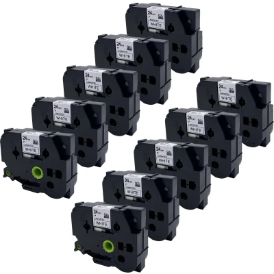 Afbeelding van DULA Brother Compatible label tape Tze 251 10 cassettes P Touch Zwart op wit 24mm x 8m
