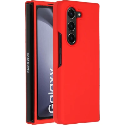Afbeelding van Accezz Hoesje Geschikt voor Samsung Galaxy Z Fold 5 Siliconen Liquid Silicone Backcover Rood