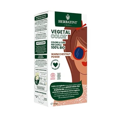Afbeelding van Herbatint Vegetal Color 100% natuurlijke en biologische plantaardige kleuring warm CHESTNUT POWER kastanjebruin 100 g