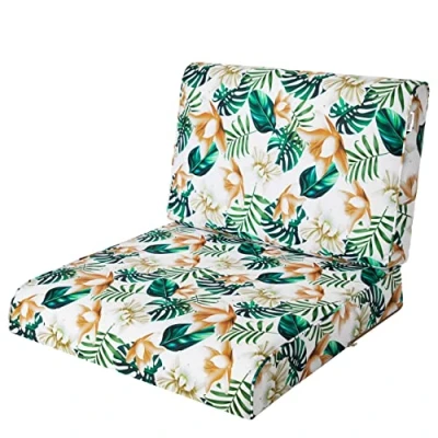 Afbeelding van PillowPrim, kussen voor rotan stoel, buiten, palletkussen, meubels, witte bloemen, 50 x cm