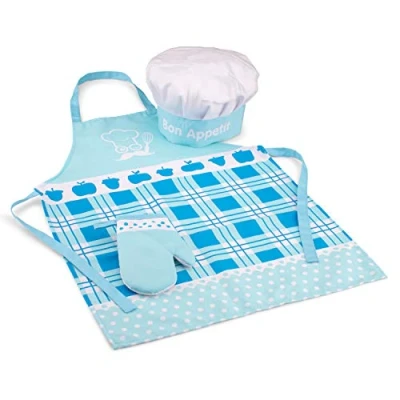 Afbeelding van New Classic Toys Keukenschort Blauw Inclusief Kookmuts en Ovenwant