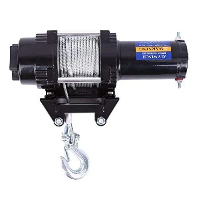 Afbeelding van elektrische lier 15 m 4000 LBS/1818 kg kabellier offroad synthetisch touw 12 V afstandsbediening compatibel met ATV