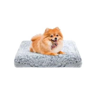 Afbeelding van MDDK DY Bed voor hond en kat, klein wasbaar kussen, pluizig tapijt, lang pluche, zachte vulling, multifunctioneel, hondenbenkkussen, grijs, 50 x 40 5 cm