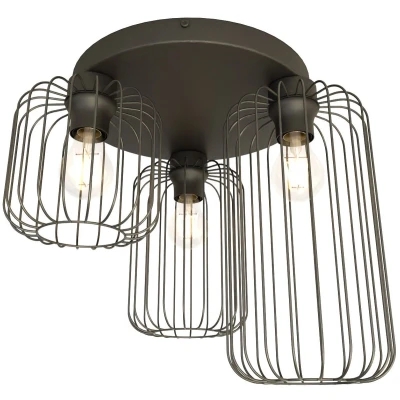 Afbeelding van Schuur plafondlamp, 3 lamps, Ø 30 cm, zwart, metaal, E27