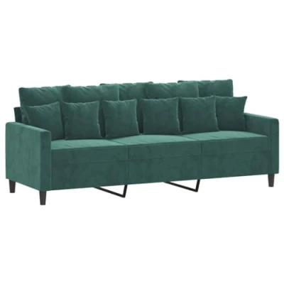 Image de vidaXL Canapé à 3 places Vert foncé 180 cm Velours359315