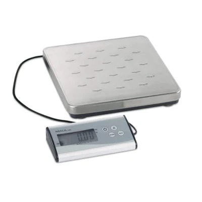 Afbeelding van MAUL MAULcargo Stabiele pakketweegschaal tot 50 kg, groot weegoppervlak 27 x cm, met voeding en apart bedieningspaneel, netvoeding batterijen mogelijk, van staal