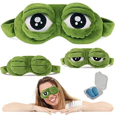 Afbeelding van SwirlColor Slaapmasker Blinddoek Ooglapje Creatieve Cartoon Kikker Oogmasker Oogbedekking Pluis Schattig (1)
