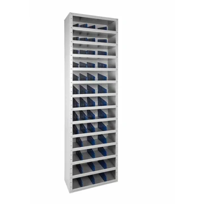 Afbeelding van Vakkenkast met 12 legdragers 60cm breed 30cm diep 198cm hoog en 48 vakken