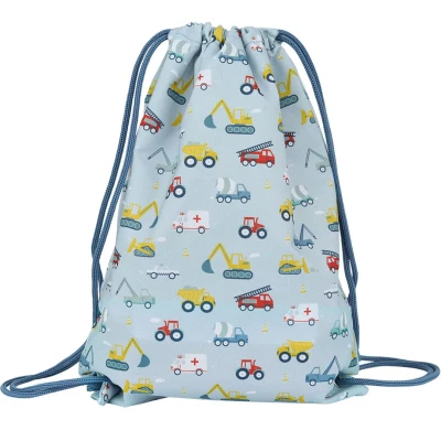 Afbeelding van A Little Lovely Company Gymtas met trekkoord Sporttas voor school of zwemles Voertuigen