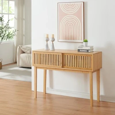 Afbeelding van Consoletafel Ørland bamboe 110x39x80,5 cm naturel [en.casa]