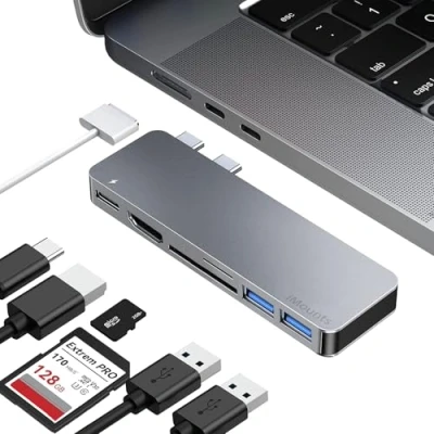 Afbeelding van iMounts MacBook Air/Pro usb c hub HDMI USB3.0 SD reader M1/M2/M3 Space Gray