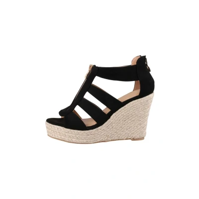 Afbeelding van Elara Sandalen met plateauzool, Dames, Maat: 36, Schwarz Kunststof