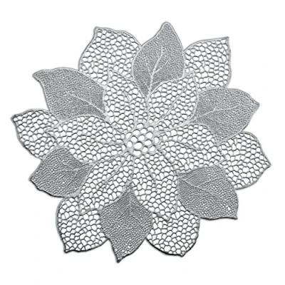 Afbeelding van Zeller placemats bloemen vorm 1x kunststof 49 x 47 cm zilver