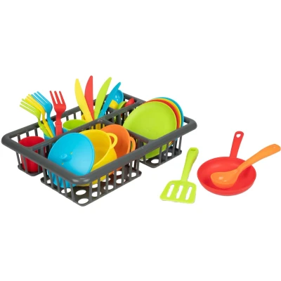 Afbeelding van Toi Toys Home food afwasrek met bestek en pannen, 27dlg.