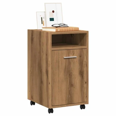 Afbeelding van vidaXL Kast met wielen 33x38x60 cm bewerkt hout artisanaal eikenkleur
