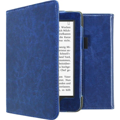 Afbeelding van iMoshion Ereader Cover / Hoesje Geschikt voor Tolino Page 2 Vegan Leather Bookcase Donkerblauw