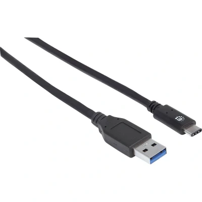 Afbeelding van Manhattan USB kabel 3.2 Gen1 (USB 3.0 / 3.1 Gen1) A stekker, C stekker 1.00 m Zwart UL gecertificeerd 3