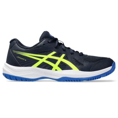 Afbeelding van Asics Upcourt 6 Unisex Handbalschoenen voor kinderen, Maat: 32.5, Midnight/safety yellow Textiel/ synthetisch