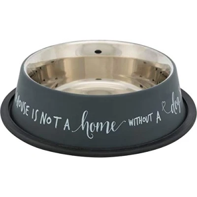 Afbeelding van Trixie voerbak hond rvs gepoedercoat grijs 700 ML 21 CM