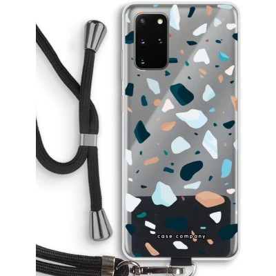 Afbeelding van Case Company® hoesje met Koord geschikt voor Samsung Galaxy S20 Plus Terrazzo N13 Telefoonhoesje Zwart Bescherming aan alle Kanten en Over de Schermrand