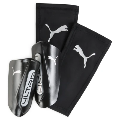 Afbeelding van ULTRA Twist Football Sleeve scheenbeschermers, Zwart/Zilver, Maat L PUMA