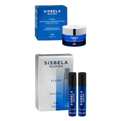 Afbeelding van Sisbela Reafirm Revitaliserende en herstructurerende gezichtscrème, 50 ml, met ribonucleïnezuur RNA + 2 x gezichtsampullen ml Flash Tensor Effect Spray voor alle huidtypes.