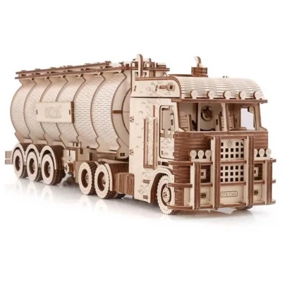 Afbeelding van Eco Wood 3D Houten Puzzel Truck “Road King met ronde Container Semitrailer Modelbouw