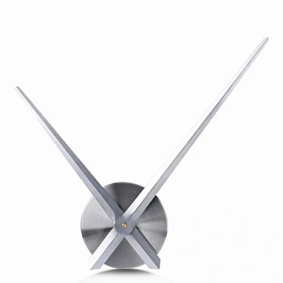 Afbeelding van Lafocuse Grote wandklok, 3D wijzers, doe het zelf, stil, metaal, zilver, uurwerk, zonder nummer, decoratie voor slaapkamer, keuken, woonkamer (70 100 cm)