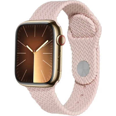 Afbeelding van imoshion Siliconen geweven bandje geschikt voor Apple Watch Series 1 t/m 9 / SE (38 40 41 mm) 10 (42 Roze