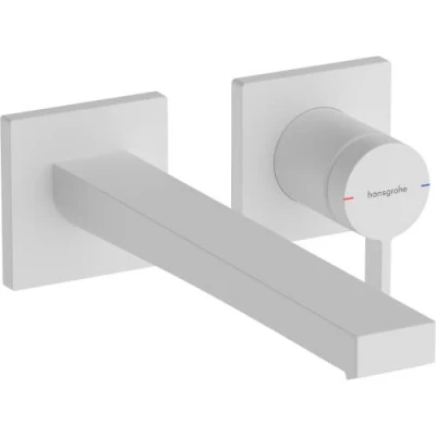 Afbeelding van hansgrohe Tecturis E Eéngreeps wastafelkraan inbouw voor wandmontage met uitloop 22,5 cm mat wit